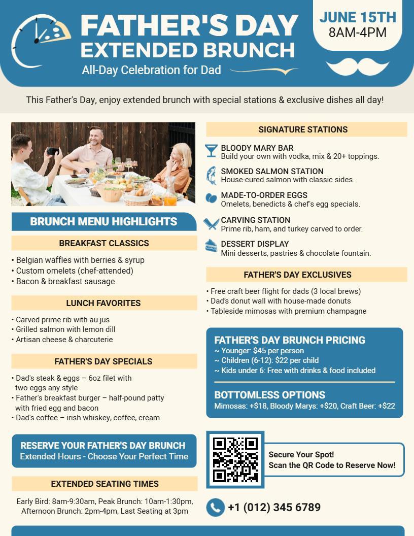 Father's Day Extended Brunch Celebration Flyer Template
