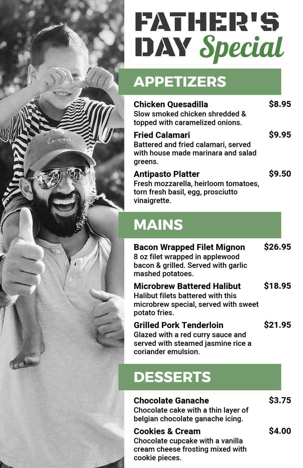 Father's Day Hearty Cuisine Celebration Menu Template