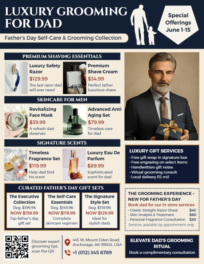 Father's Day Luxury Grooming & Self-Care Collection Flyer Template
