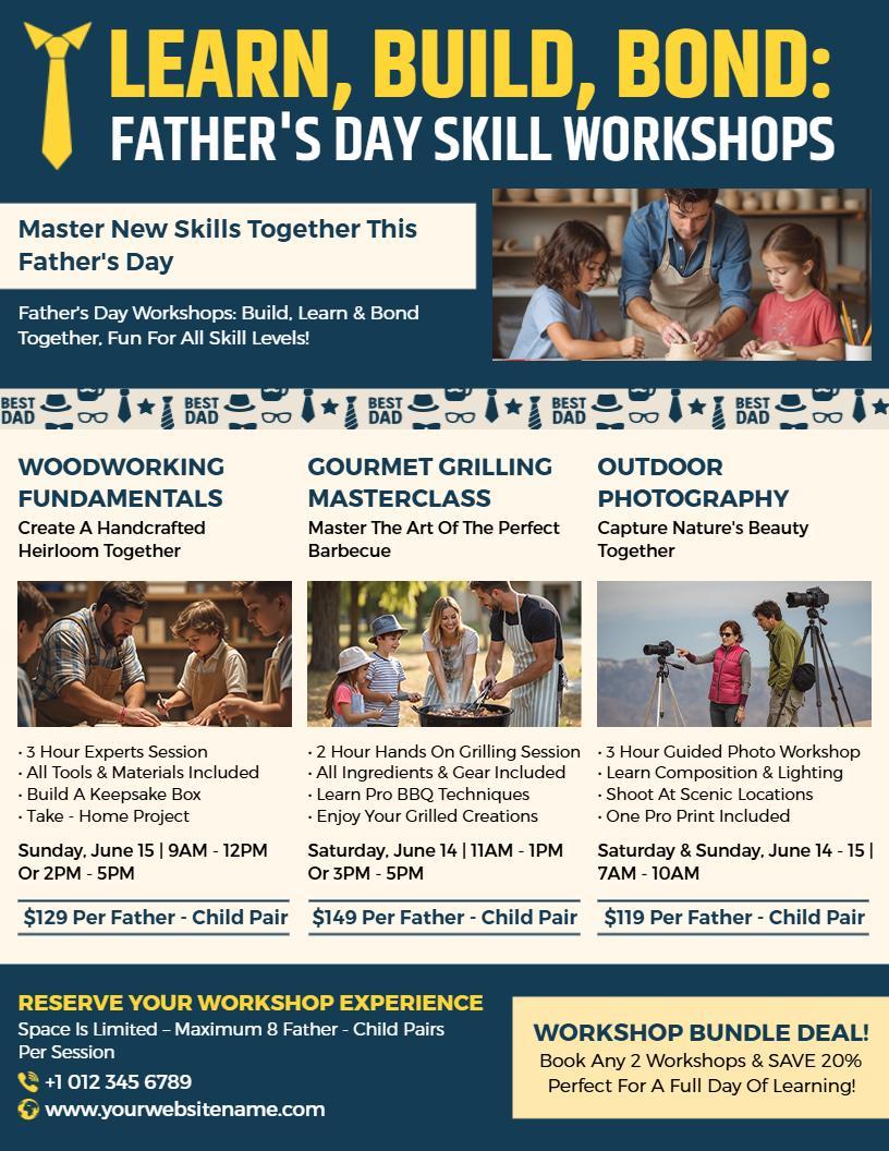 father's day skill development workshop flyer template