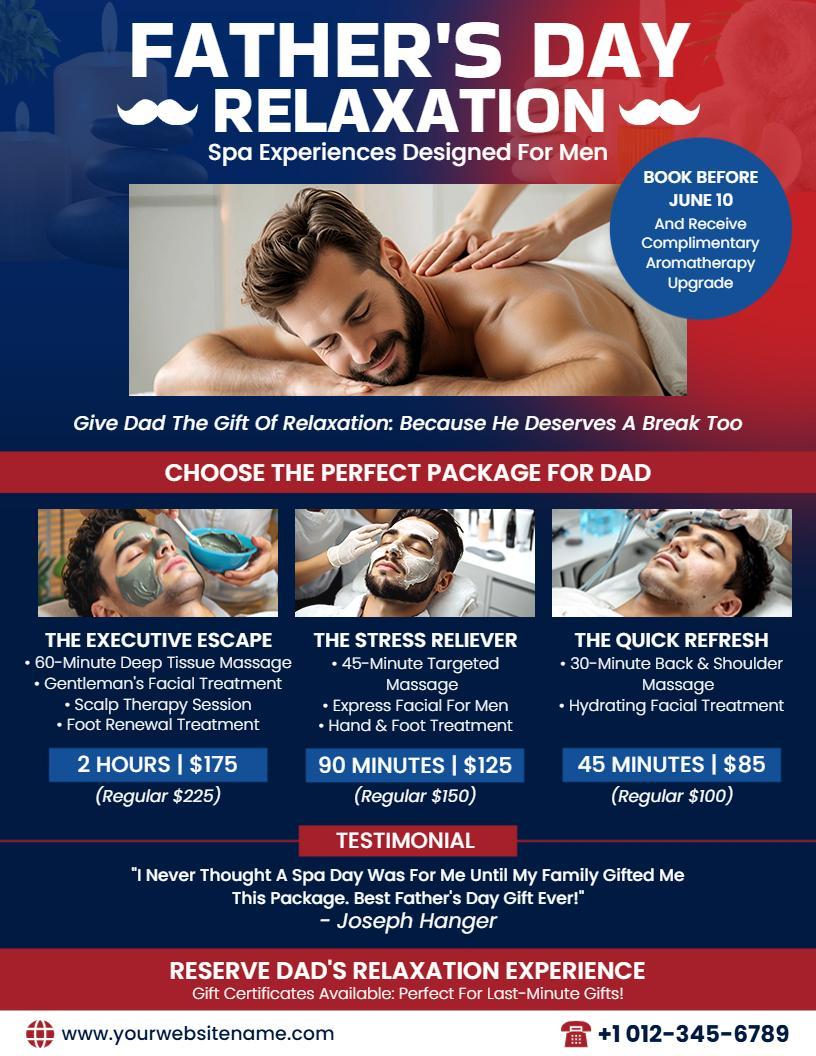 father's day spa package flyer template