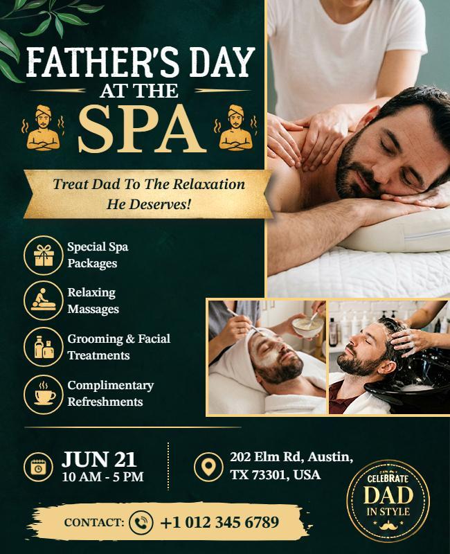 Father's Day Spa Relaxation Flyer Template