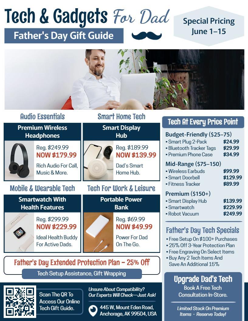 Father's Day Tech & Gadget Gift Flyer Template