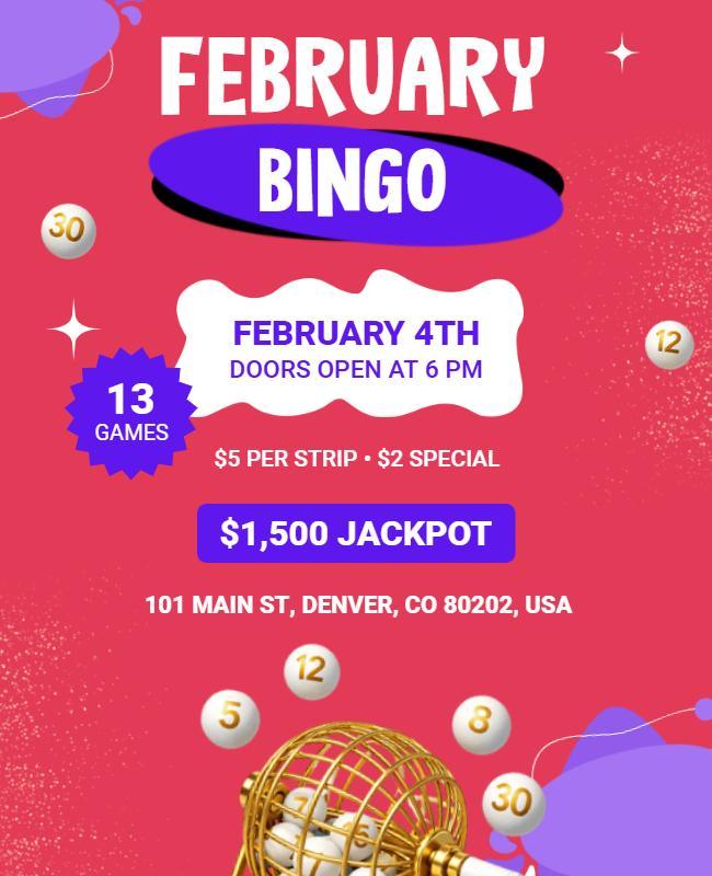 February Bingo Event Promotional Flyer Template