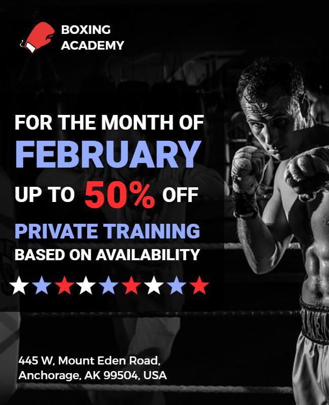 February Boxing Academy Training Promotion Flyer Template