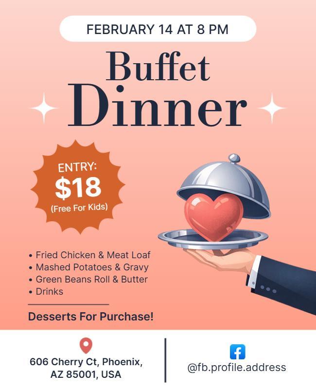 February Buffet Dinner Event Flyer Template