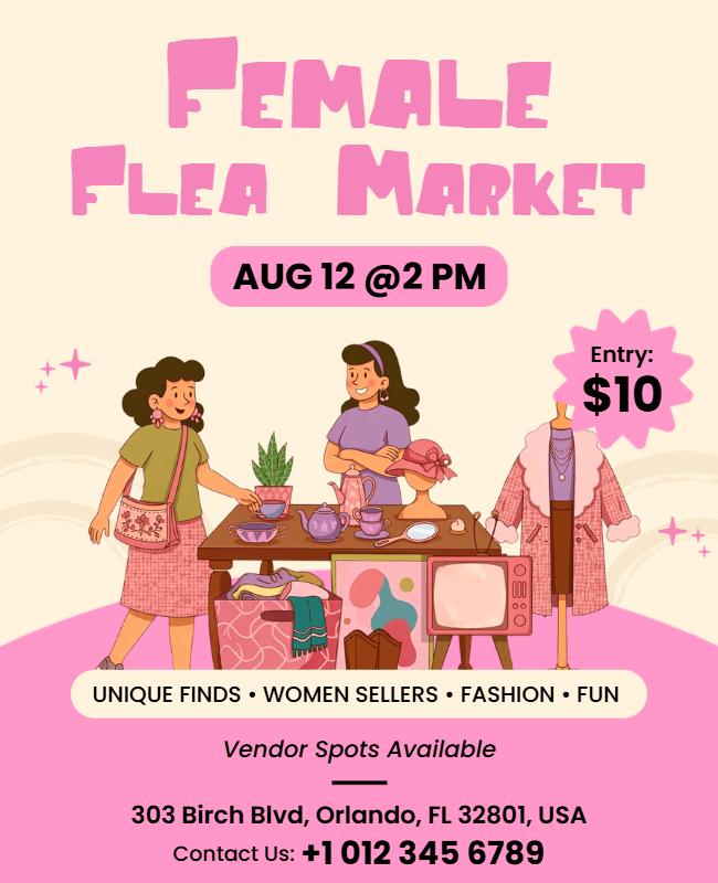 Female Flea Market Event Poster Template