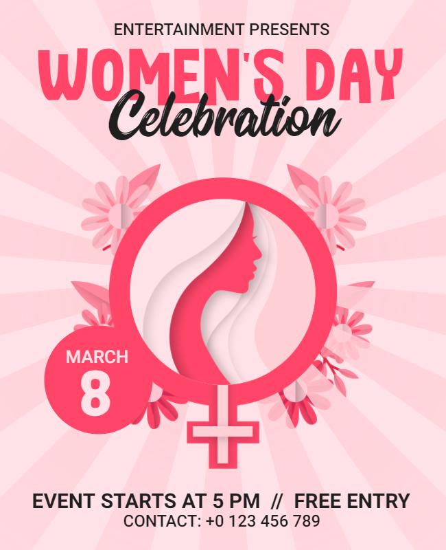 Feminine Pink Floral Women's Day Celebration Poster Template