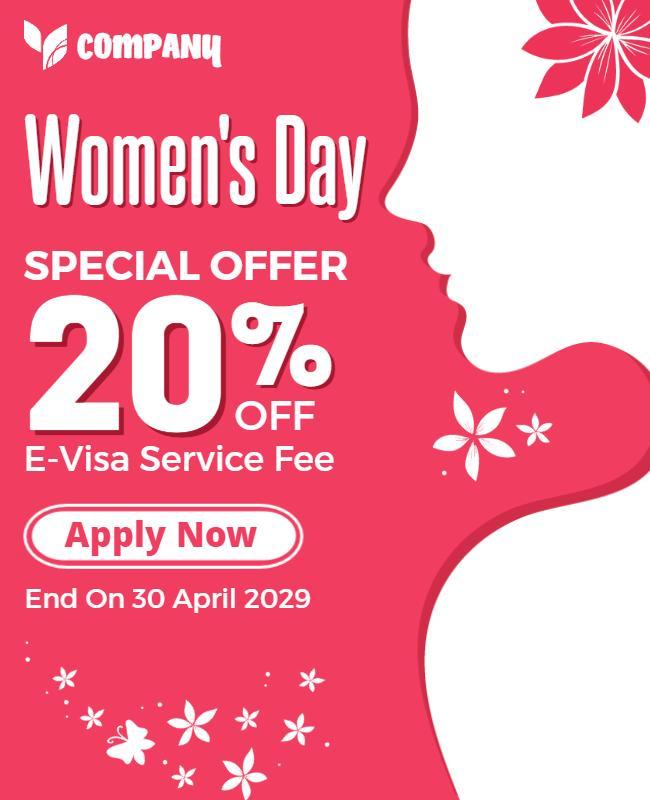 Feminine Pink Women's Day Special Offer Poster Template
