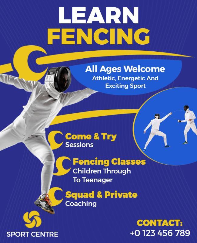 Fencing Classes and Private Coaching Flyer Template