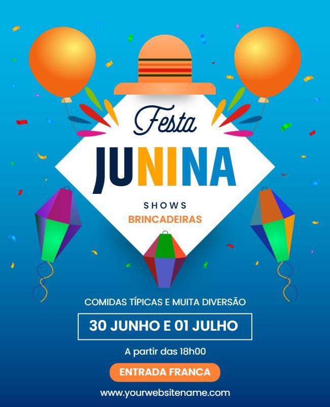 Colorful Junina Festival Celebration Flyer Template