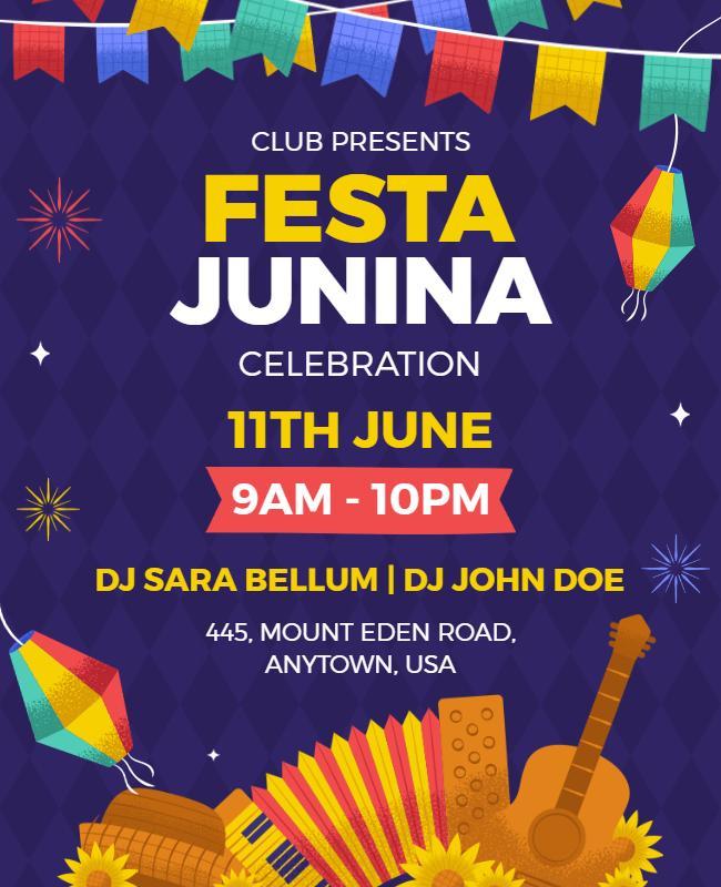 Colorful Festive Festa Junina Celebration Flyer Template