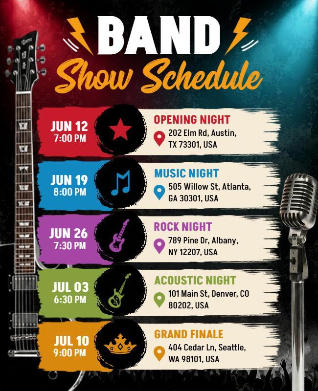 Festival Band Show Schedule Announcement Poster Template