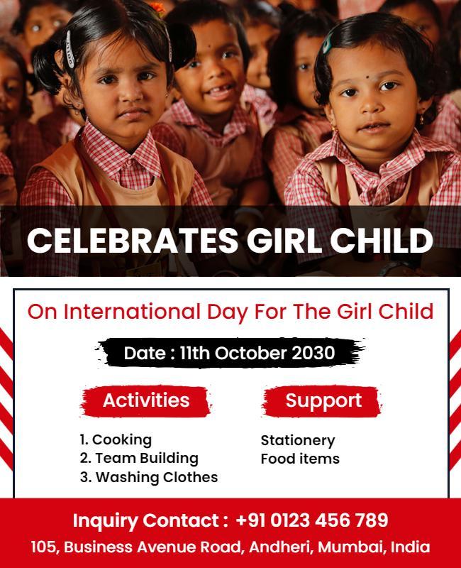 Festival Celebration for International Day of the Girl Child Poster Template