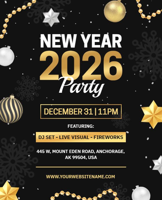 Festive 2026 New Year's Party Event Flyer Template