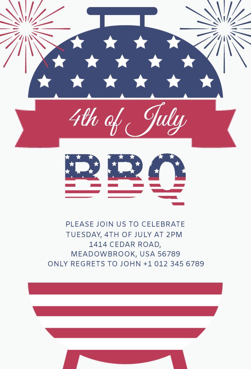 Festive 4th of July BBQ Celebration Invitation Template