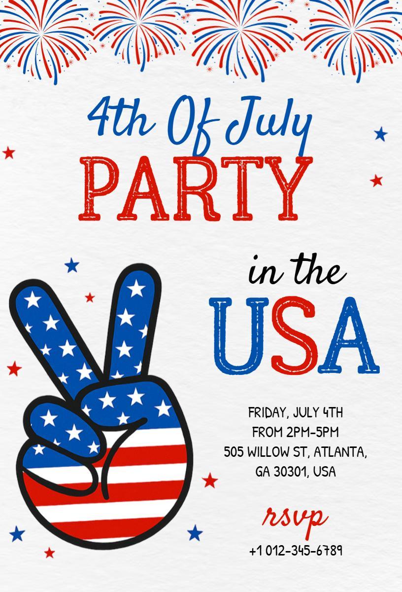 Festive 4th of July Patriotic Celebration Party Invitation Template