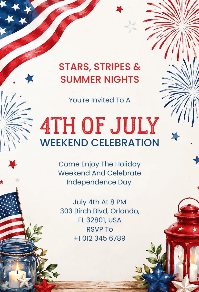 Festive 4th of July Weekend Celebration Invitation Template