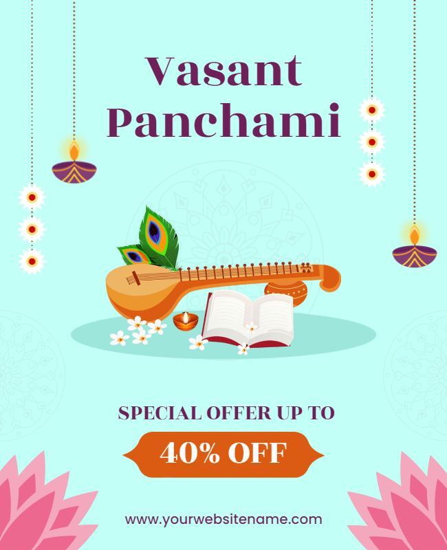 Festive Aqua Vasant Panchami Celebration Offer Poster Template