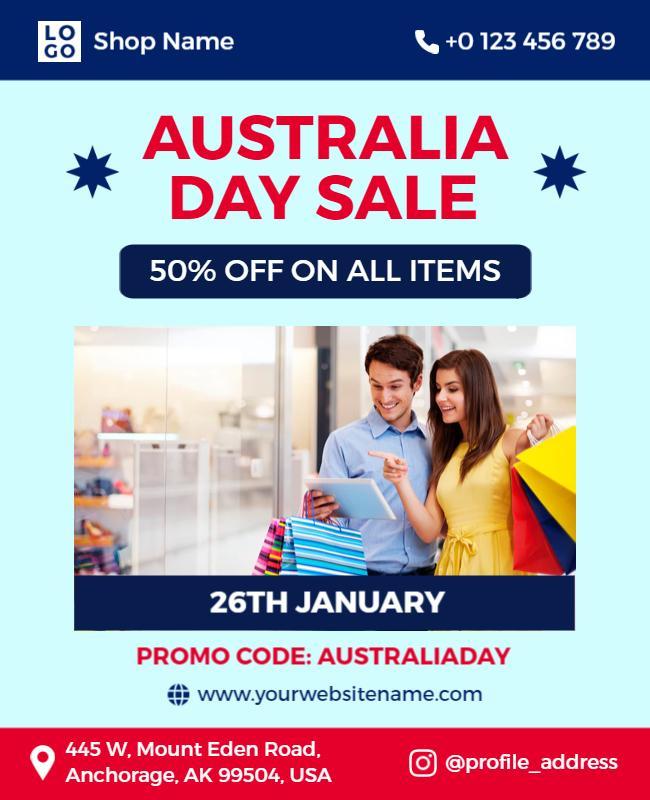Festive Australia Day Shopping Sale Poster Template