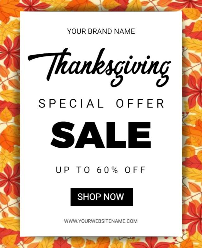 Festive Autumn Leaf Thanksgiving Sale Poster Template