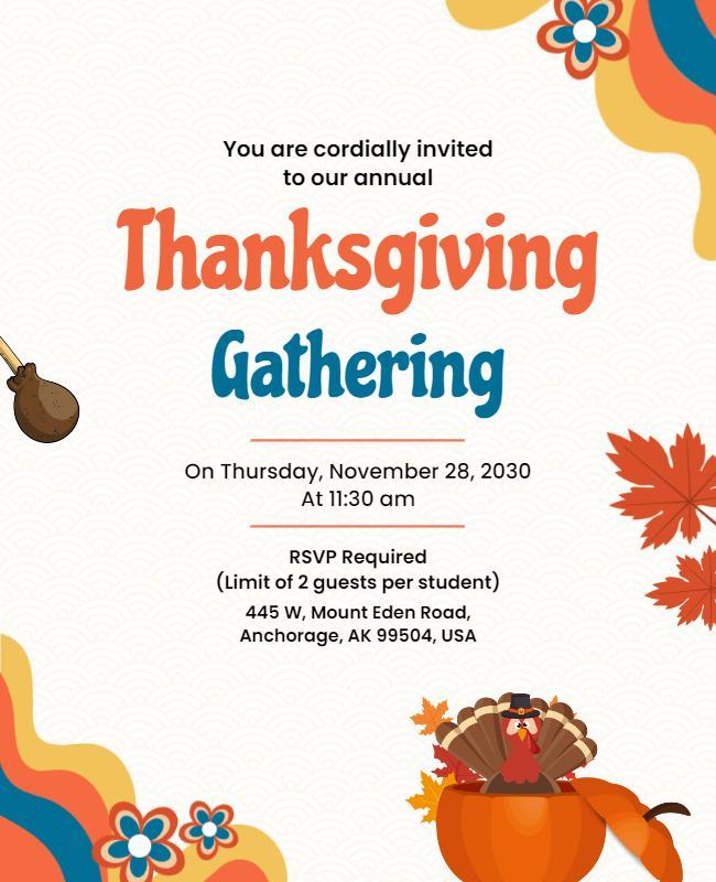 Festive Autumn Thanksgiving Gathering Invitation Poster Template