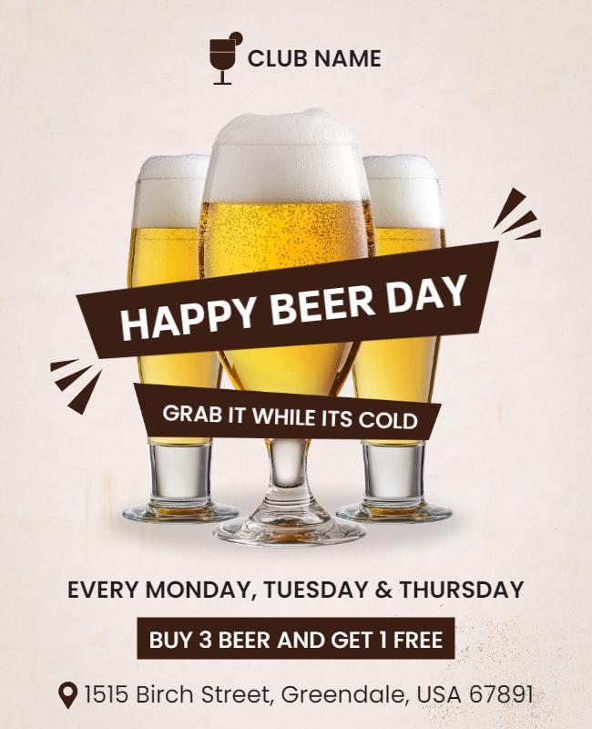 Festive Beer Celebration Discount Offer Poster Template