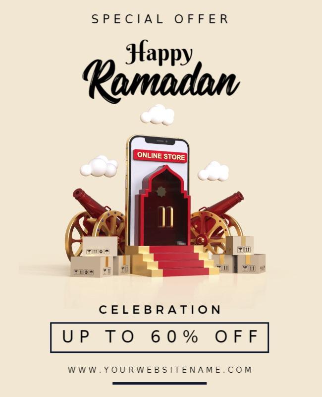Festive Beige Ramadan Celebration Sale Flyer Template