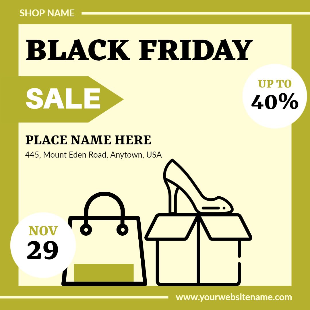Festive Black Friday Sale with Discounts and Gift Box Ad Template
