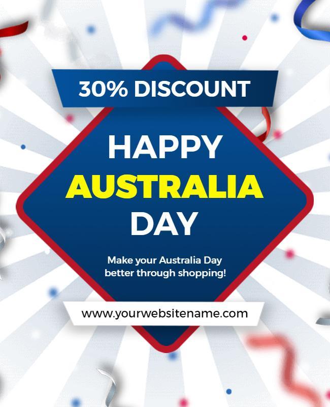 Festive Blue Australia Day Discount Celebration Poster Template