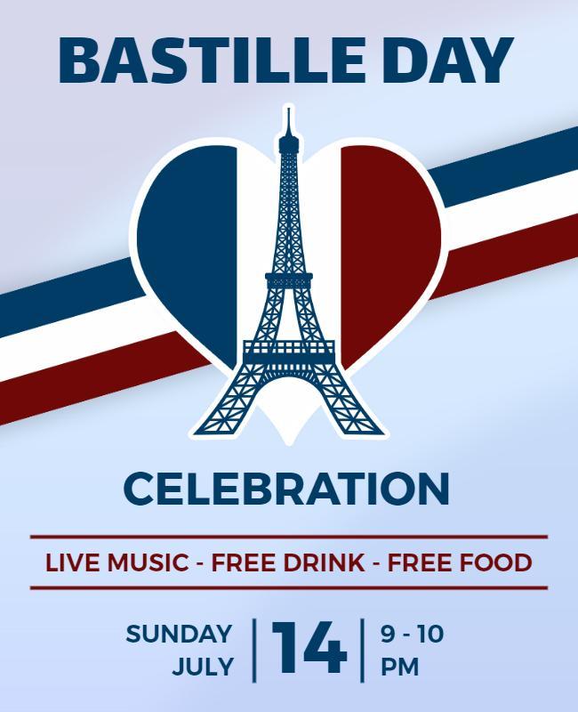 Festive Blue Bastille Day Celebration Poster Template