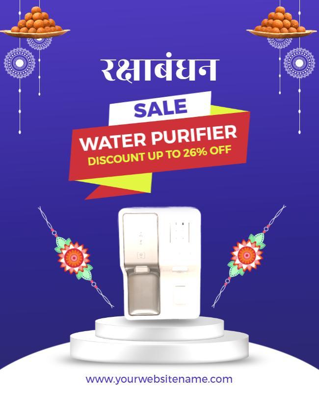 Festive Blue Discount Water Purifier Sale Poster Template