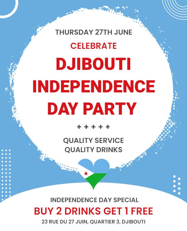 Festive Blue Djibouti Independence Day Party Poster Template