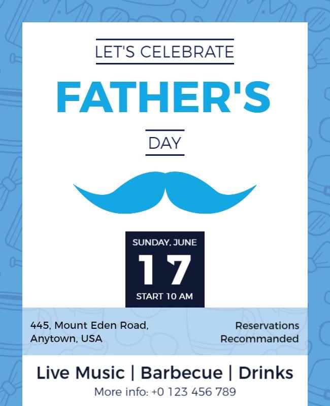 Festive Blue Father's Day Celebration Poster Template