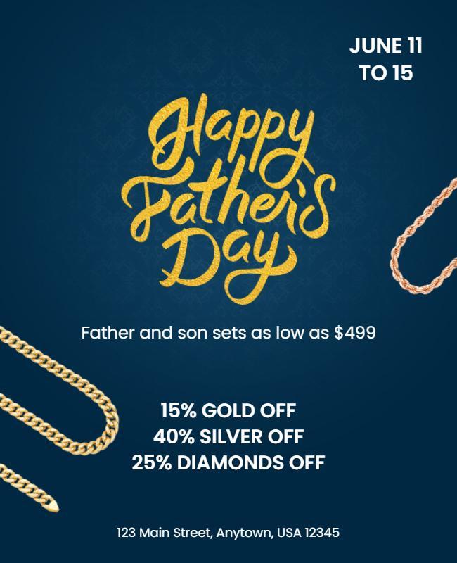 Festive Blue Father's Day Jewelry Sale Poster Template