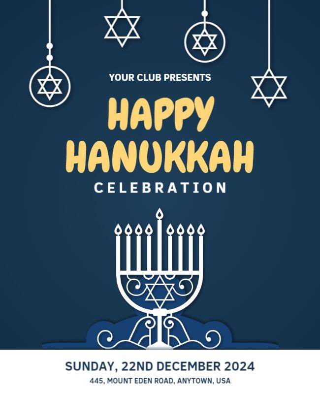 Festive Blue Hanukkah Celebration Event Poster Template