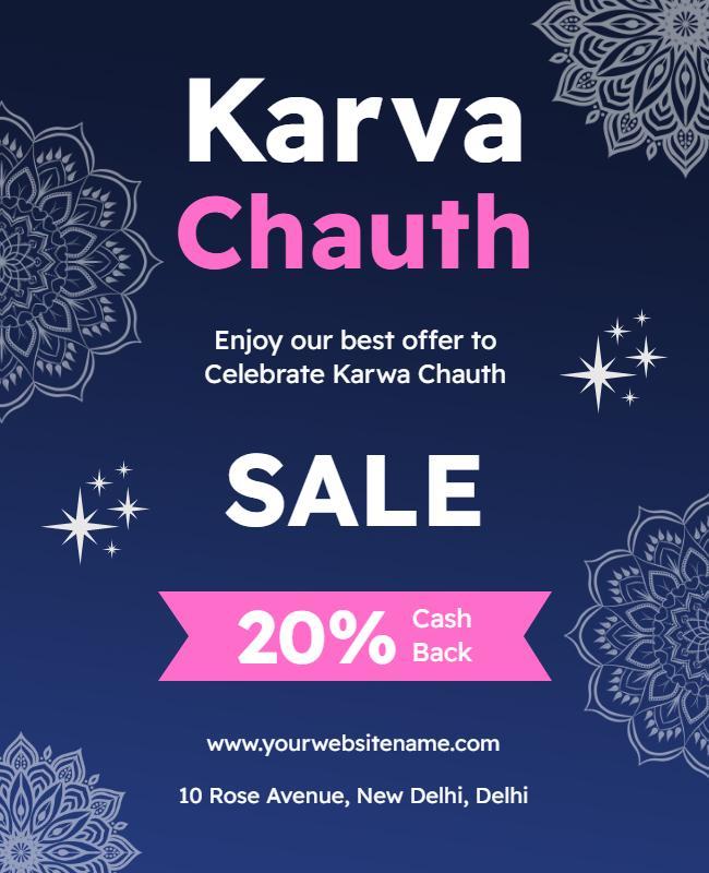Festive Blue Karva Chauth Celebration Sale Poster Template