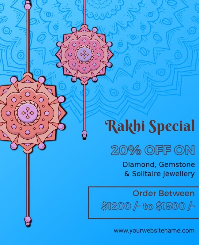 Festive Blue Rakhi Special Jewellery Offer Poster Template