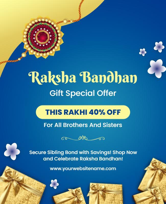 Festive Blue Raksha Bandhan Gift Special Offer Poster Template