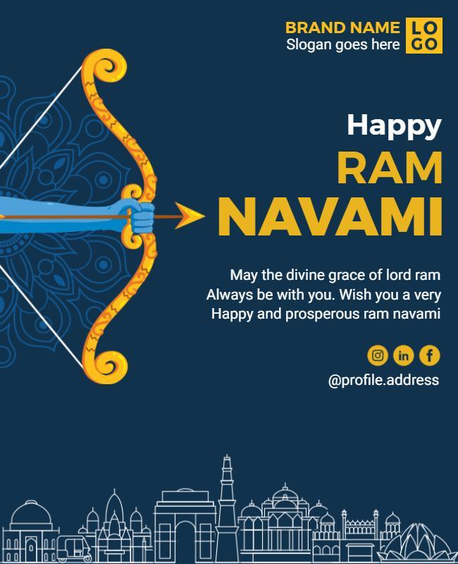 Festive Blue Ram Navami Celebration Poster Template