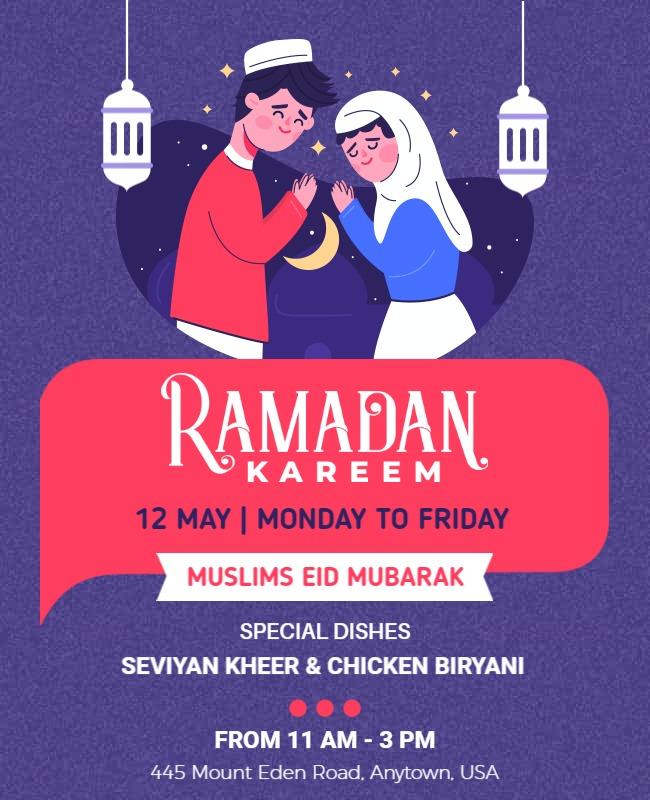 Festive Blue Ramadan Kareem Celebration Food Event Poster Template