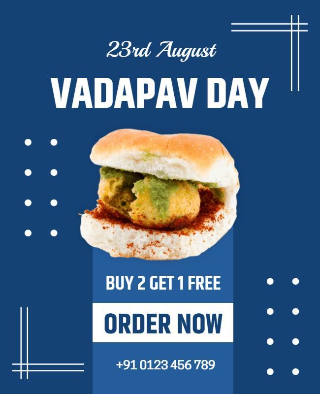 Festive Blue Vadapav Day Food Promotion Poster Template