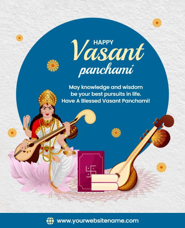 Festive Blue Vasant Panchami Celebration Poster Template