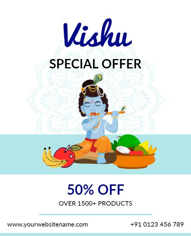 Festive Blue Vishu Special Offer Sale Poster Template