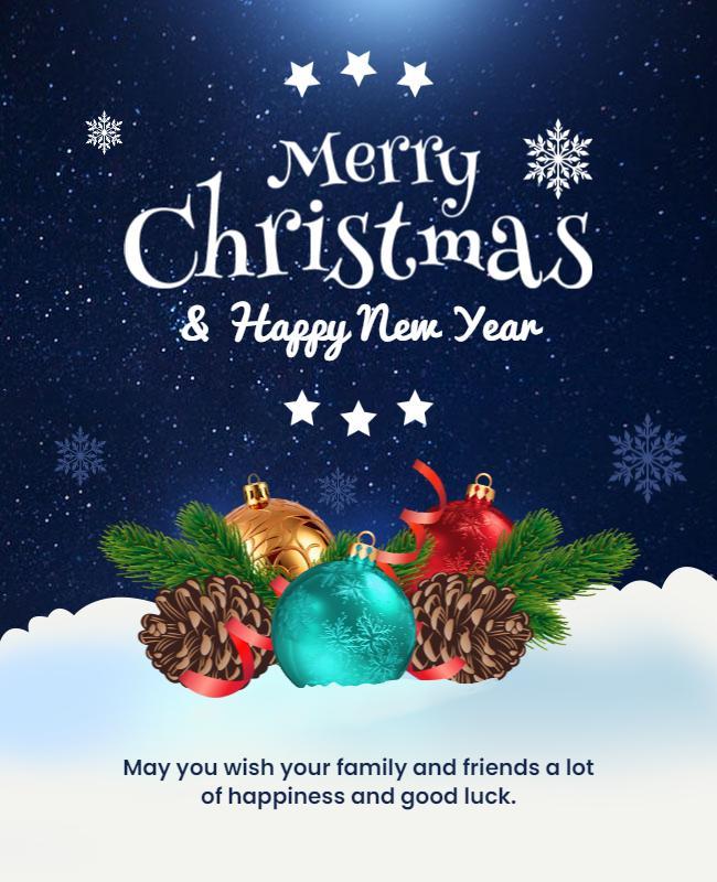 Festive Blue Winter Wonderland Christmas Greeting Poster Template