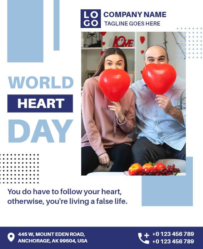 Festive Blue World Heart Day Celebration Poster Template