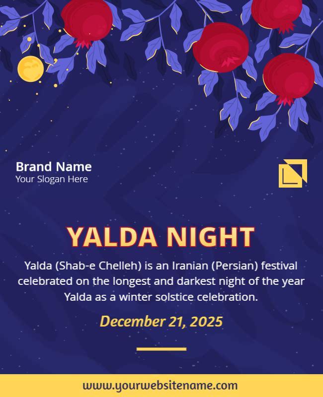 Festive Blue Yalda Night Winter Solstice Celebration Poster Template
