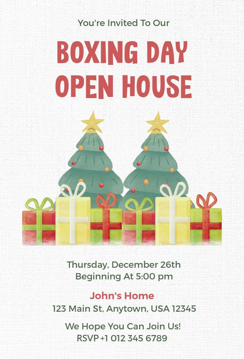 Festive Boxing Day Open House Celebration Invitation Template