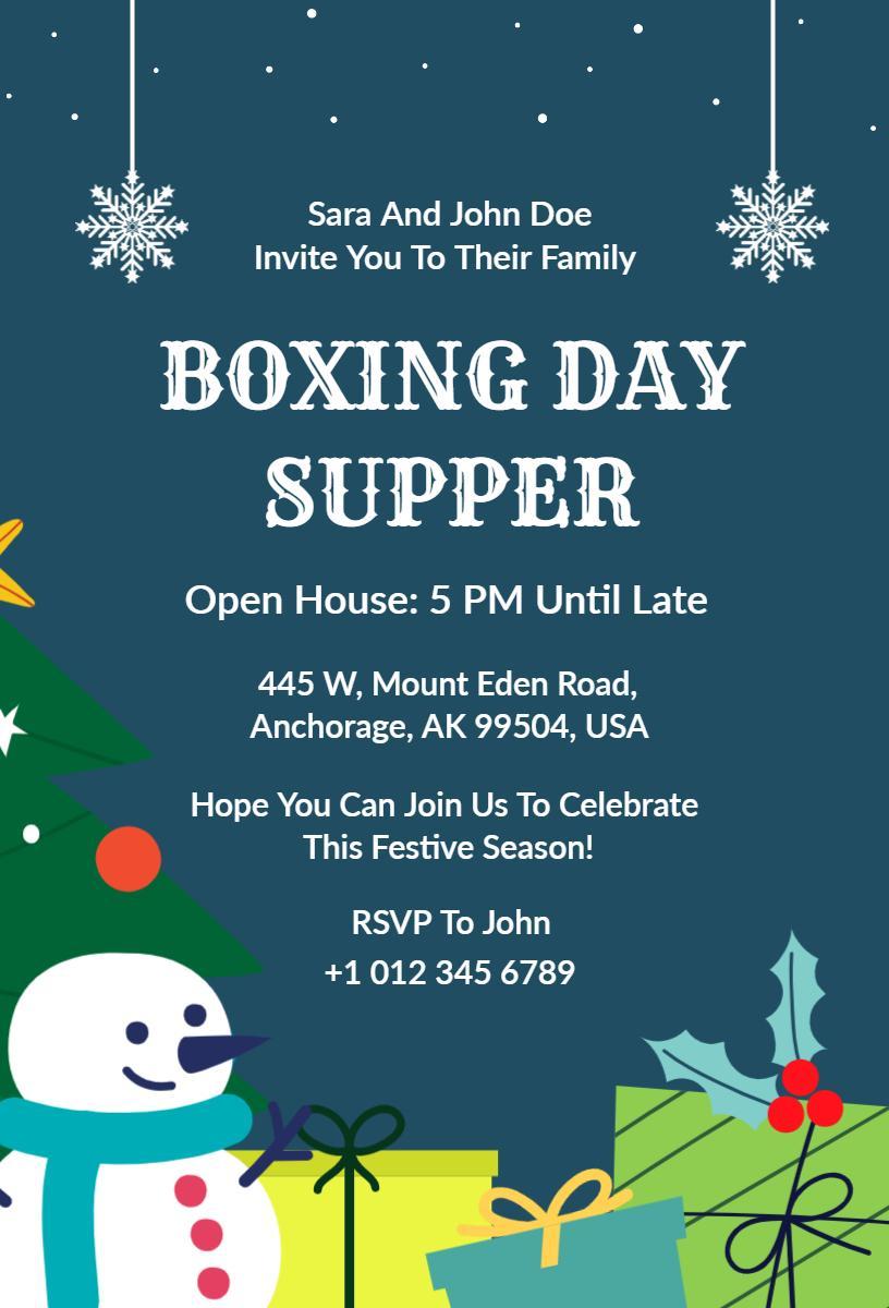 Festive Boxing Day Supper Family Gathering Invitation Template