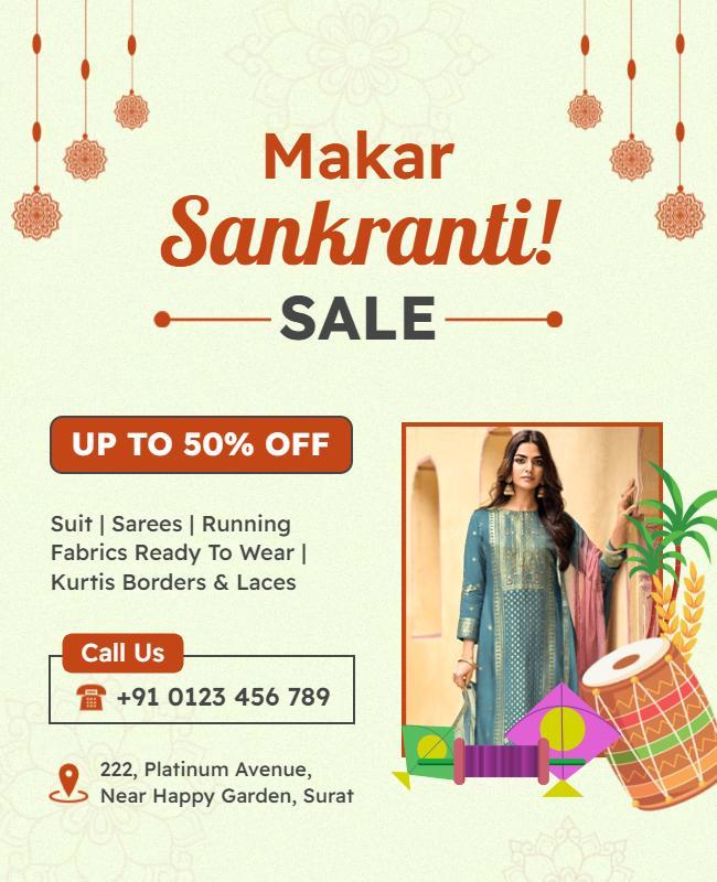 Festive Bright Makar Sankranti Sale Fashion Poster Template